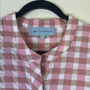 Tuckernuck Pink Checkered 3/4 Sleeve  Shirt Dress